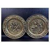 Pair of Vintage Pressed Brass Wall Plates