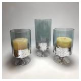 Trio of Fancy Glass Candle Holders for Pillars