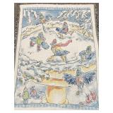 WOVEN BIRDS ON ICE TAPESTRY THROW