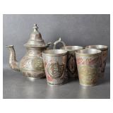 Vintage / Islamic Middle Eastern Metal Tea Set