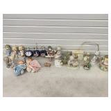 PRECIOUS MOMENTS FIGURES, SNOW GLOBES, CLOCK,
