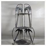 TABLE TOP CORNER PALM TREE SHELF METAL 21" TALL