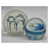 Vtg. Caithness + Bubble Art Glass Paperweights