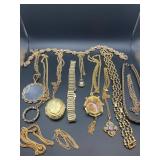 GOLD-TONED FASHION JEWELRY NECKLACES CAMEOS,