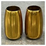 Pair Vintage Spun Brass Vases, Highly Polished