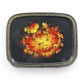 Russian USSR Zhostovo Tray Metal Hand Painted