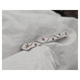 18K White Gold, Diamond & Ruby Bar Brooch 4g