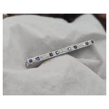 18K White Gold, Diamond & Sapphire Bar Brooch 3g