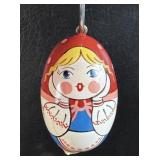 Hand Painted Wood Russian Egg Ornament