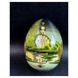 Signed Hand Painted Lacquered Russian Egg Wood
