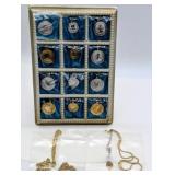 12 PC MEDALION SET 12K GOLD FILLED & 925 SILVER