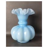 Fenton Art Glass Blue Melon Vase