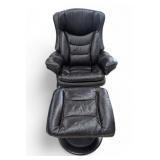 Lane Stressless Style Chair with Ottoman, Black