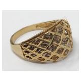 14K Gold Diamond Cut Dome Statement Ring Yellow &