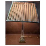 3 Way Brass & Glass Column Table Lamp