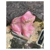 RHODONITE CARVED FROG ON MARBLE CANADA
