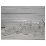 Lot of Crystal & Etched Glass Vases Dishes