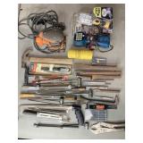 TOOLS RIGID SANDER, NOS LIGHT, CHISELS, HACKSAW,