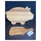 WOOD PIG CUTTING BOARD & ITALIAN OLIVE WOOD