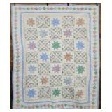 Vtg 8 Point Star Quilt Hand Quilted