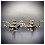 Vtg Ornate Peacock Phoenix Bird Brass Candle
