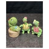2 SETS VINTAGE CERAMIC TURTLE SALT & PEPPER