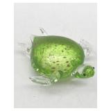 LENOX GREEN W/ GOLD SPECKS ART GLASS SEA TURTLE