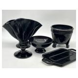 Vintage Black Amethyst Glass: Fenton Fan Vase, LE