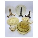 Vintage Yellow Federal Glass Spoke & Madrid