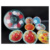 Lot of Pioneer Woman Plastic Bowls w/ Container
