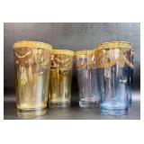 6 MCM Drinking Glasses 3 Baby Blue/ 3 Pale Amber