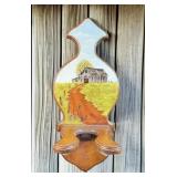 Vintage Hand Painted/ Signed Farmhouse Wood Oil/