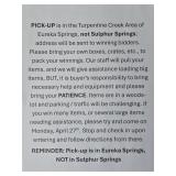 Pick-up Notice / Instructions