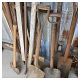 Hand Tool Lot w/ Vise, Axe, & Shovels