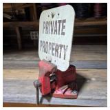 Wilton Swivel Vise Holding Private Property Sign