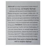 Pick-up Notice / Instructions