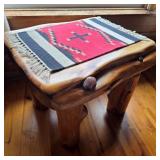Log End Table w/ Small Wool Blanket