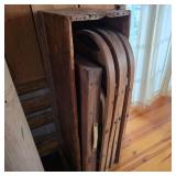 Antique Box of Fort Massac Chairs w/ Folding Table