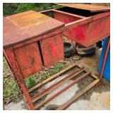 Red Industrial Twin-Chamber Steel Rinse Tank