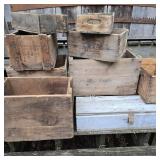 Lot of Old Wood Boxes