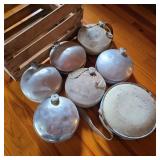 Wood Crate of Vintage / Boy Scouts Canteens