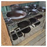 Lot of Lodge Cast Iron w/ Metal Rack