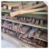 Green Metal Shelf of Hammer Heads & Hammers