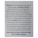 Pick-up Notice / Instructions