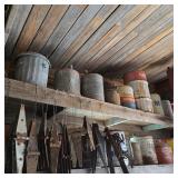 Large Lot of Fuel / Oil Cans & Barn Hinges