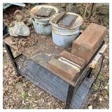 Metal Table & Contents w/ Buckets of Spikes