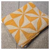 Antique Hand-Stitched Cheddar Pinwheels Quilt