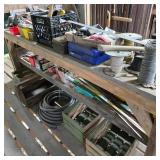 Large Lot: Misc. Hardware, Wire, Sawblades, Crates