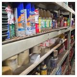 Large Lot: Shelves of Fluids, Cleaners, Oil