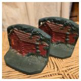 Cast Iron Cabin Bookend Pair